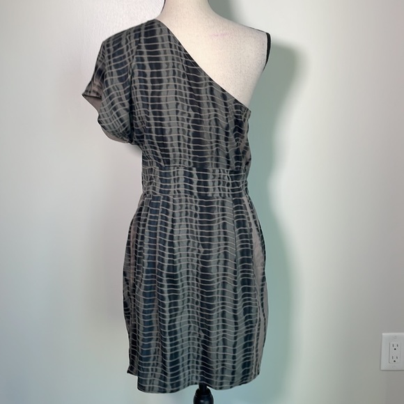 Walter Baker Black Grey Tie Dye One Shoulder Asymmetrical Dress S - Picture 8 of 11